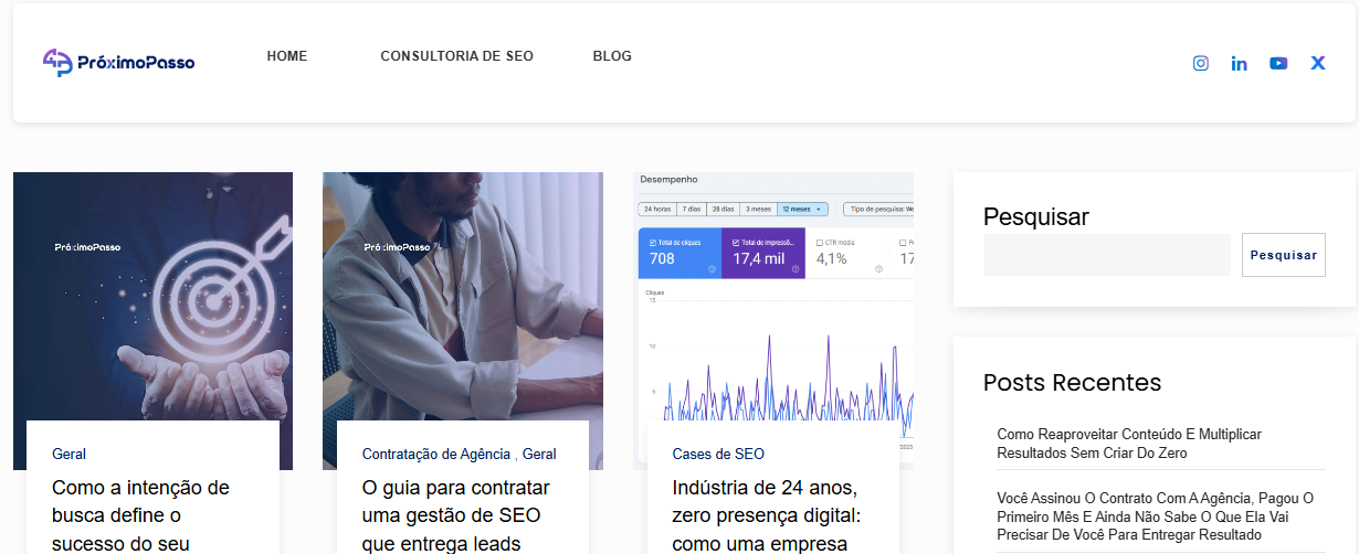 Arquitetura de páginas pensada para a busca