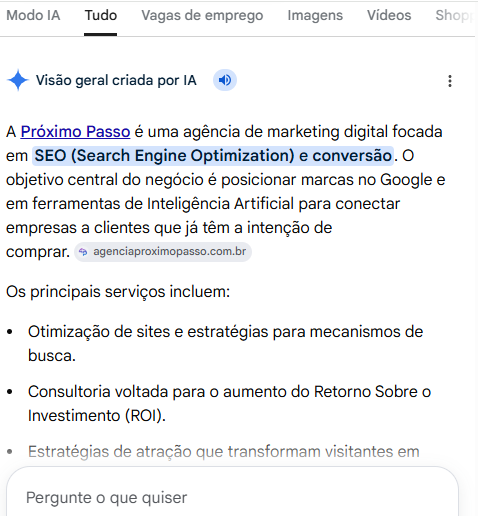 Direção para a busca com IA